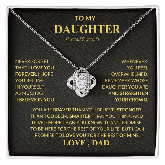 Beautiful Gift for Daughter From Dad "Never Forget That I Love You" Necklace,