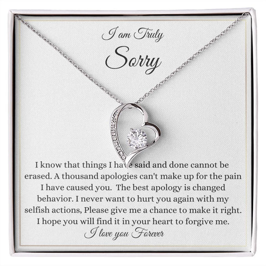 I'm Sorry Gifts - Apology Gifts For Her/Him, I Love You Im Sorry Love Knot Necklace, I'M Sorry for Hurting You Forever Love Necklace